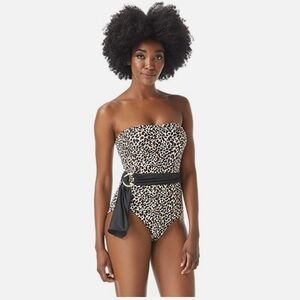 Vince Camuto Black and White Leopard One Piece Swimsuit